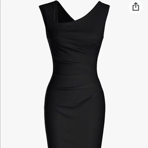 NWT MUXXN asymmetrical neck black pencil dress - Size S